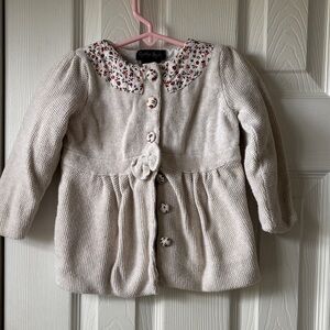 Cynthia Rowley Cream Knit Jacket with Floral Collar
